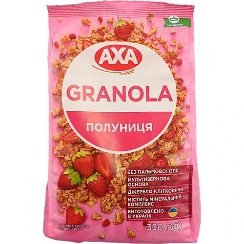 Гранола Аха 330г хрустка з полуницею