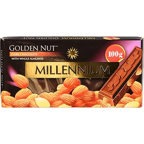 Шоколад Millennium Gold чорний з цілим мигдалем 100г