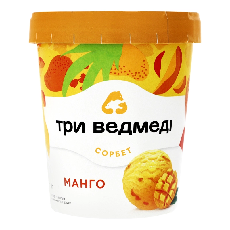 Морозиво 0% сорбет Манго Три ведмеді відро 320г