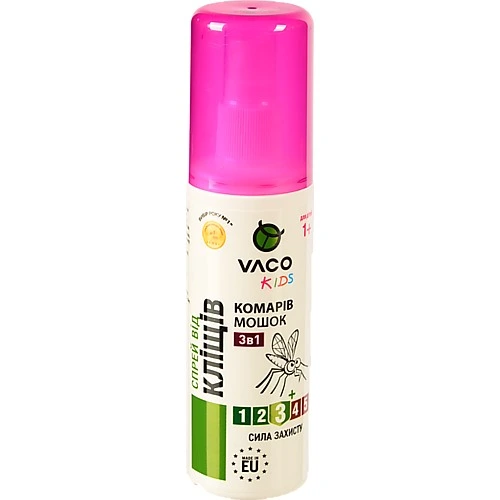 Спрей VACO KIDS 3в1 від комарів кліщів і мошок д діт від 1 року 80 мл