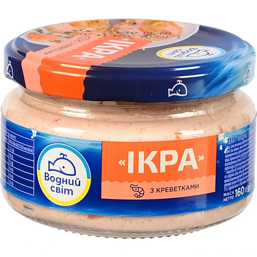 Продукт з ікрою океан. риби та креветками Водний світ 160г с.б