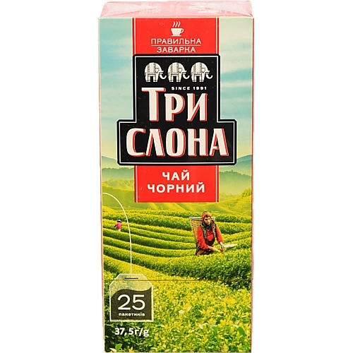 Чай Три Слона 25п чорний