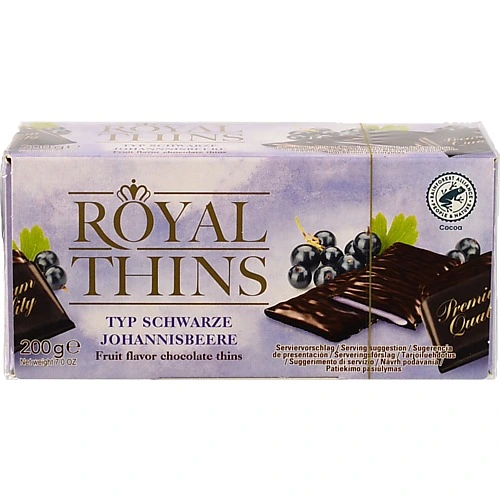 Цукерки шоколадні Royal Thins 200г чорна смородина