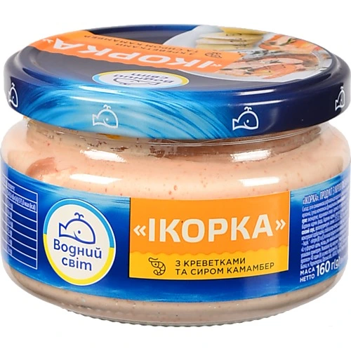 Продукт з ікрою океан. риби Водний світ 160г креветка сир камамбер