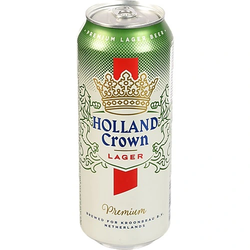 Пиво Hollandia 0.5л 4.8%crown premium lager з.б