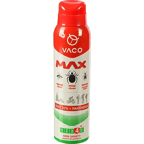 Спрей VACO MAX від комарів кліщів і мошок DEET 30 з пант 100 мл