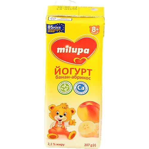 Йогурт Мілупа 207г 2.1% банан-абрикос