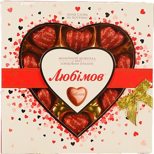 Цукерки Любімов 108г горіхове праліне молочний шоколад