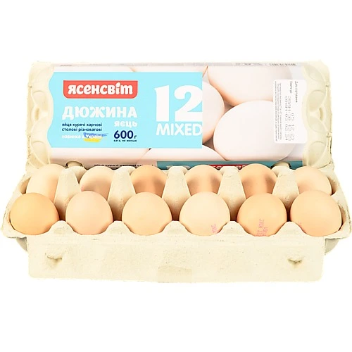 Яйця курячі Ясенсвіт 12шт дюжина яєць