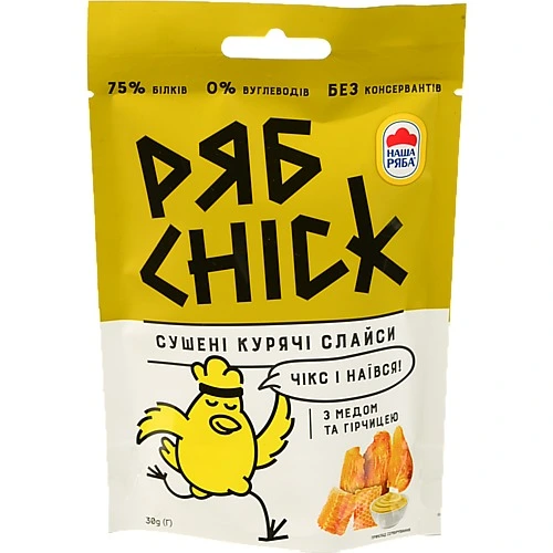 Слайси РябChick 30г курячі сушені гірчиця мед