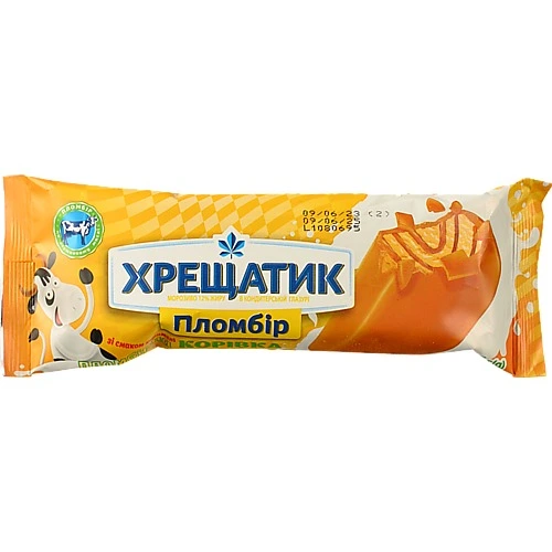 Морозиво Хладік 75г хрещатик пломбірна корівка в конд.глаз