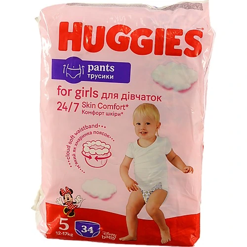 Трусики-підгузки Huggies 34шт 5 д.дівчинки jumbo