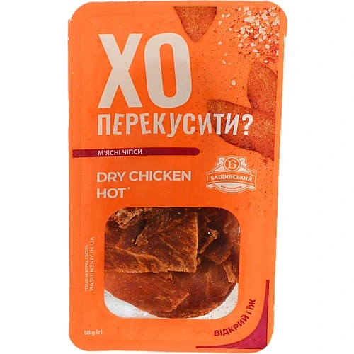 Чiпси курячi Бащинський 50г Dry Chicken Нot сировял.в.с