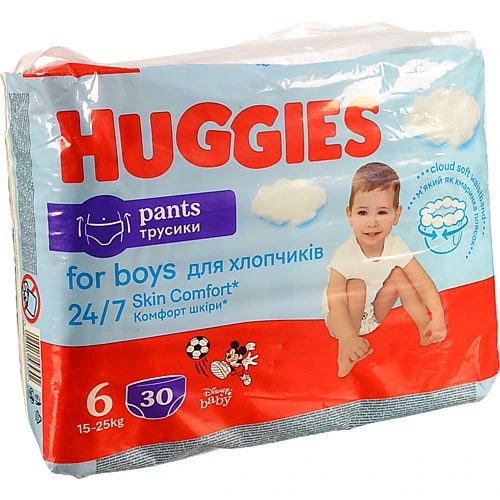 Трусики Huggies 6 30шт Хлопчики