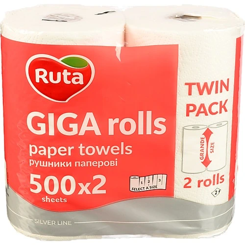 Рушники паперові Ruta Giga Rolls 2рул 2ш білі