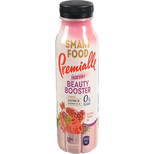 Йогурт Premialle 290г 1.3 Smart Food малина-гранат-чіа ПЕТ