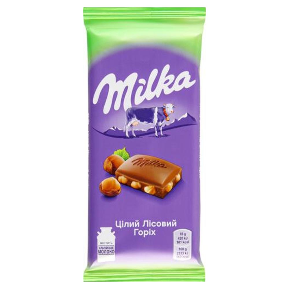 Шоколад Milka цілий лісовий горіх 90г (31557)