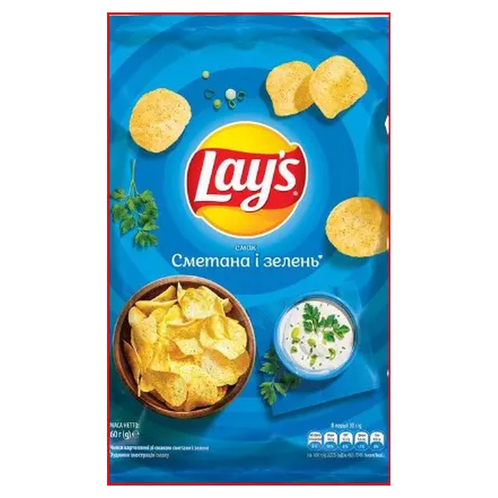 Чіпси Lays Сметана-Зелень 60г (44865)