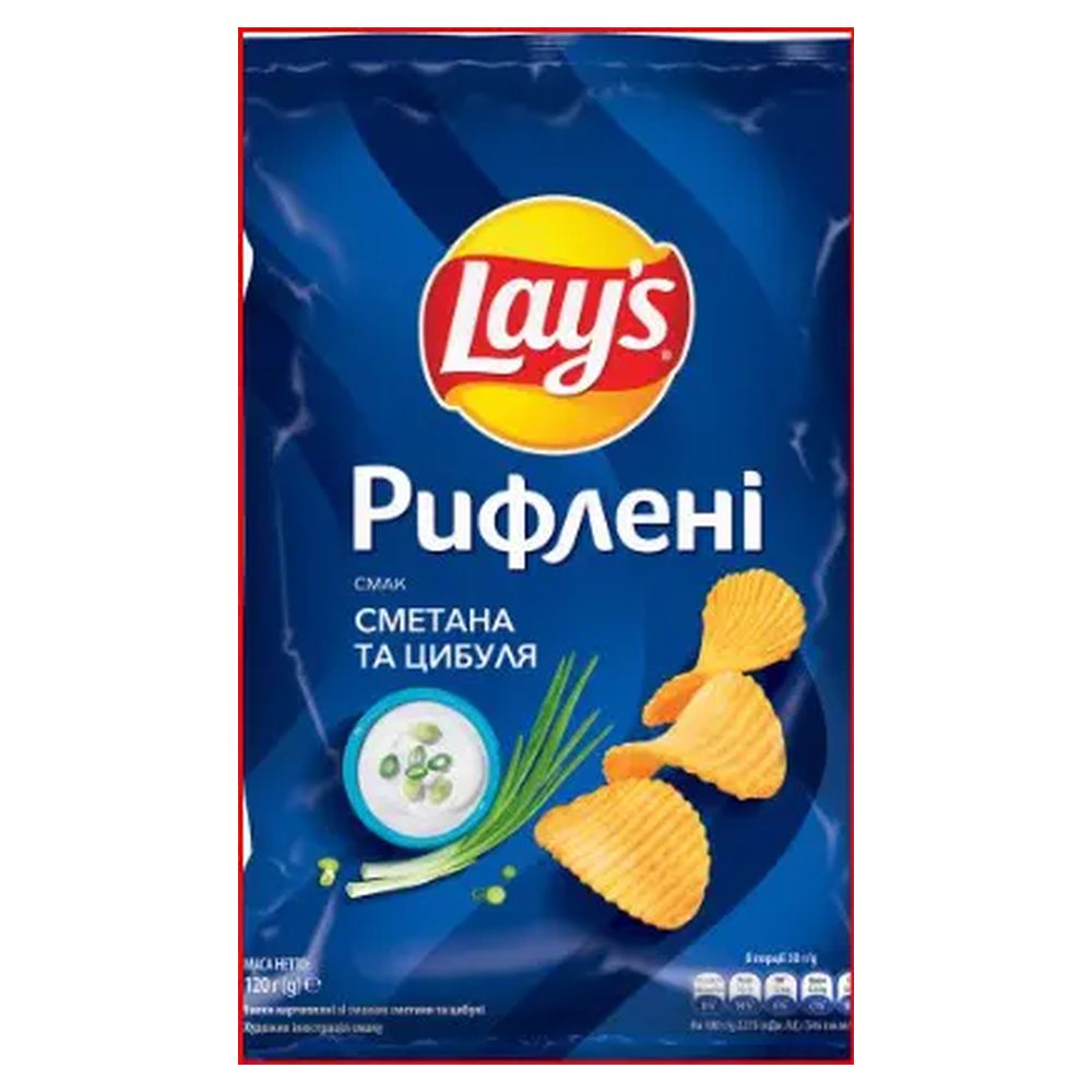 Чіпси Lays Сметана-Цибуля рифлені 120г (44867)