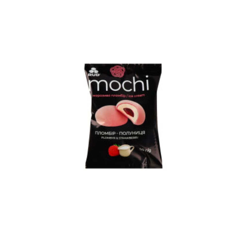 Морозиво Mochi Пломбір-полуниця Рудь 50г (45490)