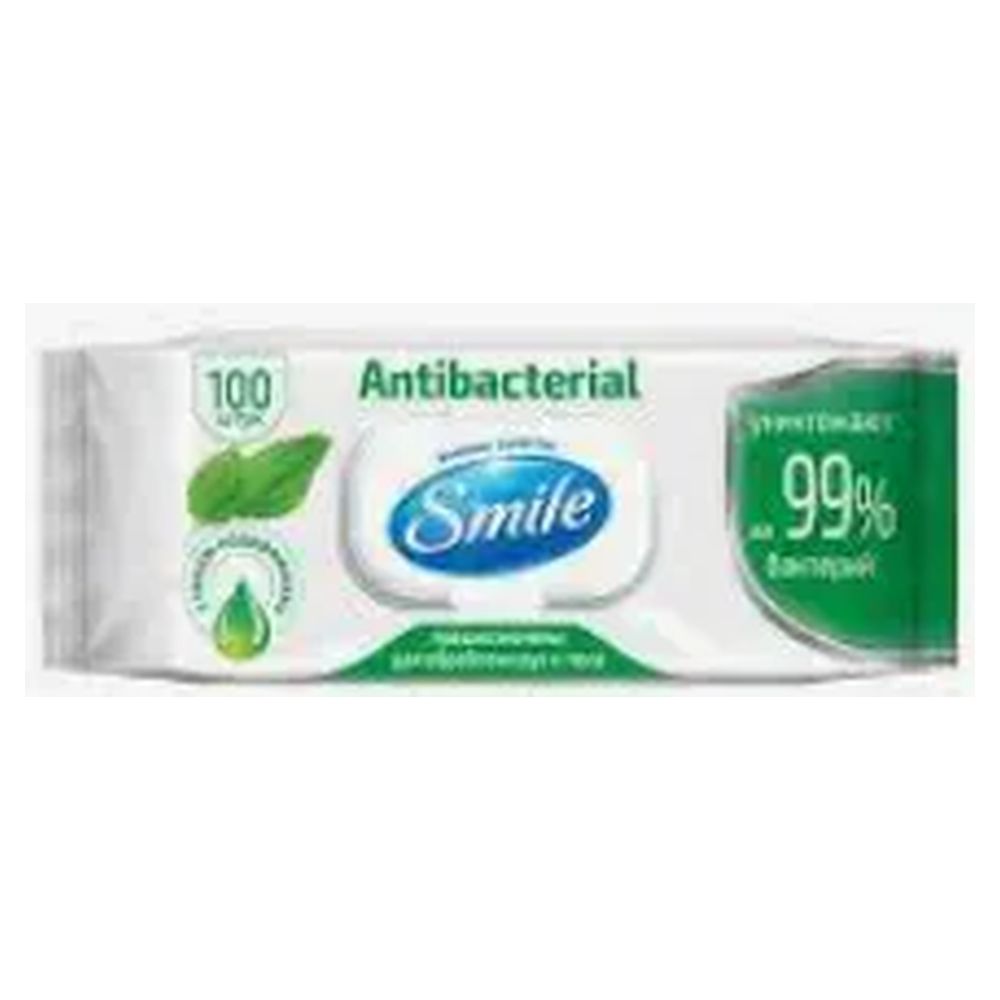 Серветка волога SMILE Antibact.подорожн.,лайм100шт (45498)