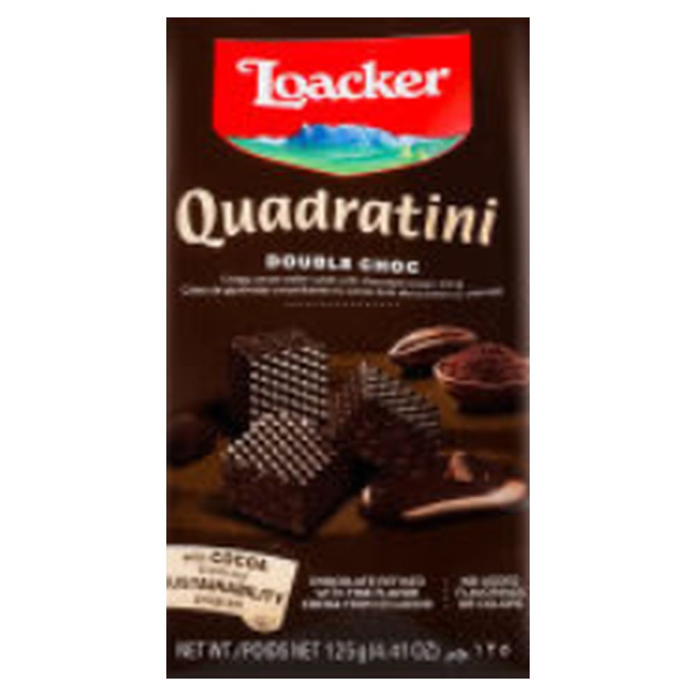 Вафлі Loacker Квадратіні подвійний шоколад 125г (46930)