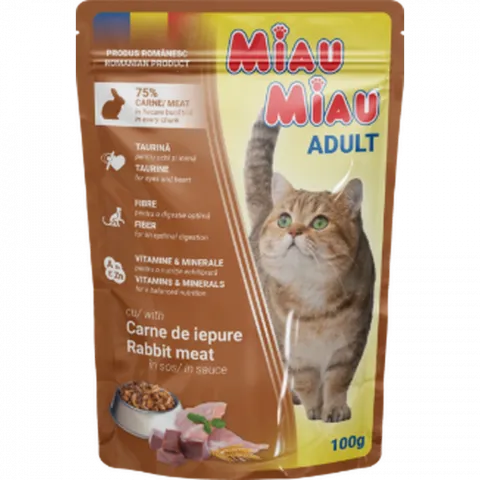Корм д/котів MIAU MIAU100г кролик пауч (Румунія)