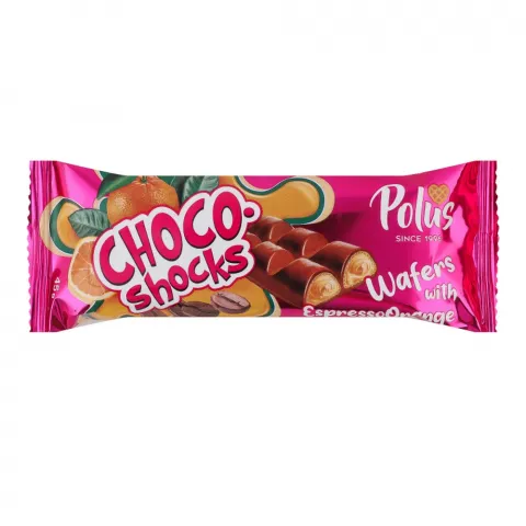 Вафлі Полюс Choco-shocks 45 г з кавово-апельс. нач.