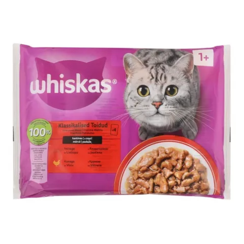 Корм д/котів Віскас 4х85 г пак. Яловиччина, курка в соусі