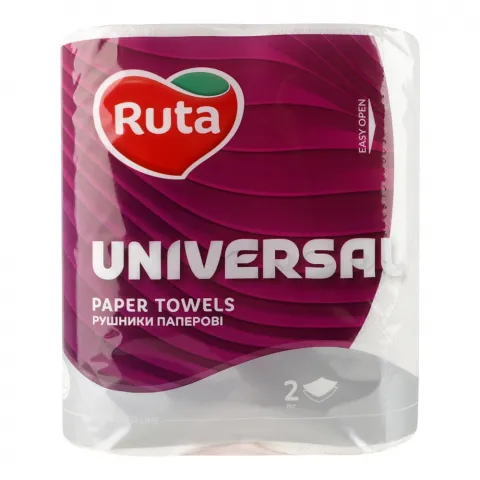 Рушники паперові Рута 2 шт. Universal білі 2 шар.