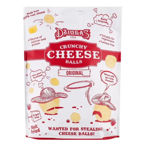 Кульки хрусткого сухого твердого сиру Dziugas 40 г (Литва)