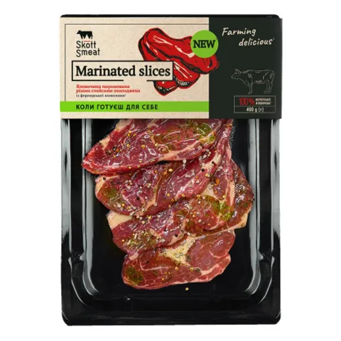 Яловичина маринована різана слайсами Skott Smeat  400 г охолоджена