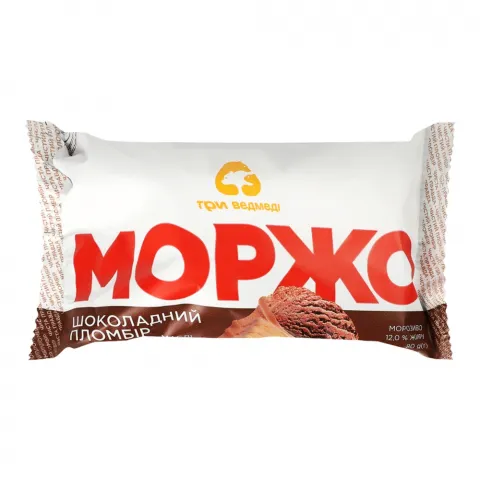 Морозиво Три Ведмеді 80 г ваф. стак. Моржо пломбір шоколадний