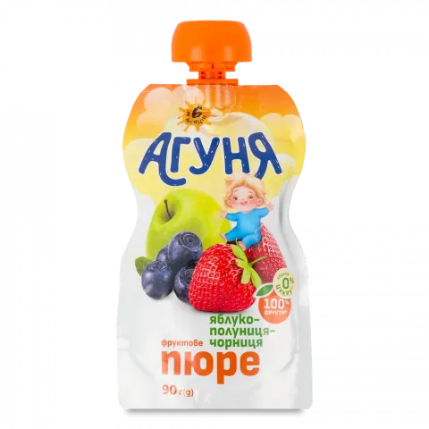 Пюре Агуня 90 г Яблуко-полуниця-чорниця