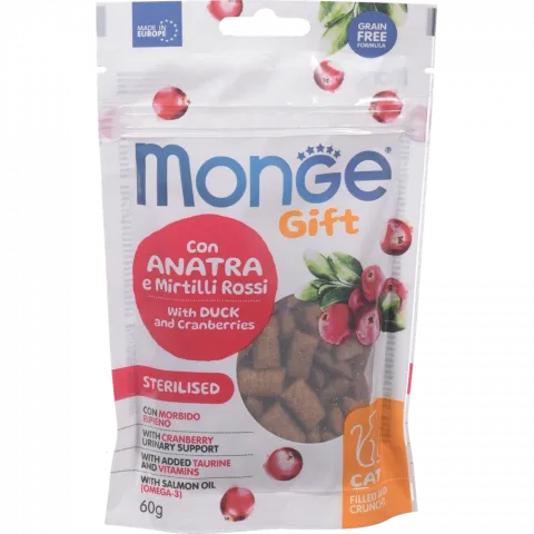 Ласощі д/котів Monge Gift Cat Sterilised 60 г з качкою та журавлиною