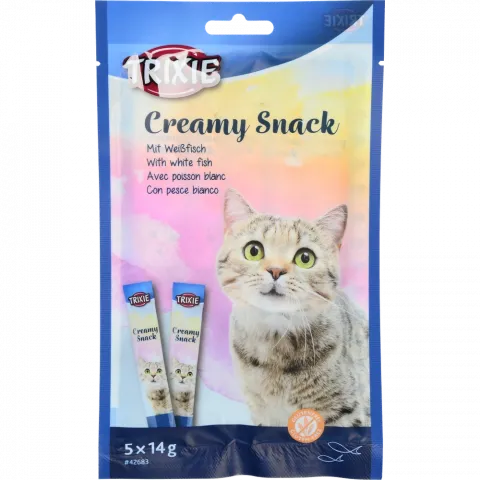 Ласощі д/котів Trixie Creamy Snacks 5х14 г з білою рибою
