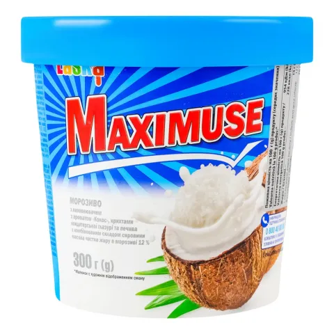 Морозиво Ласка 300 г Maximuse з нап. кокос