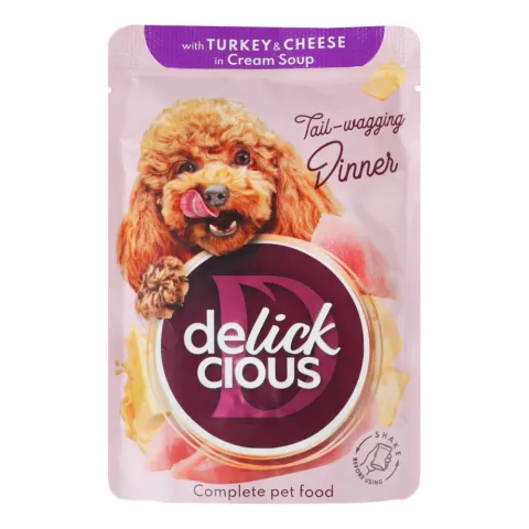 Корм д/собак Delickcious 85 г Смужки з індичкою та сиром в крем супі