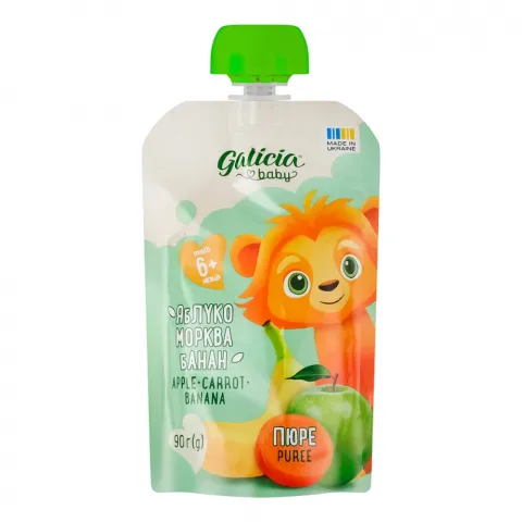 Пюре Galicia Baby 90 г Яблучно-морквяно-бананове