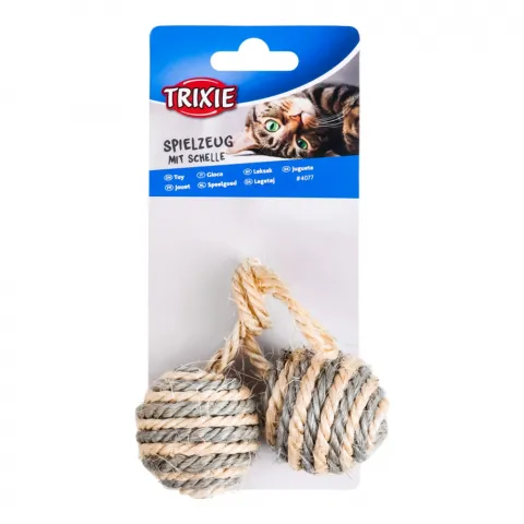 Іграшка д/котів Trixie М`ячі 4,5 см з брязкальцем на мотузці