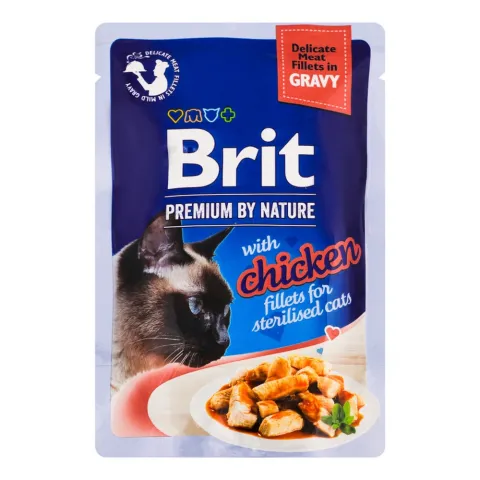Корм д/стереліз. котів Brit Premium Delicate Fillets in Gravy 85 г філе в соусі з куркою
