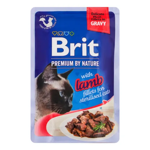 Корм д/стереліз. котів Brit Premium Delicate Fillets in Gravy 85 г філе в соусі з ягням