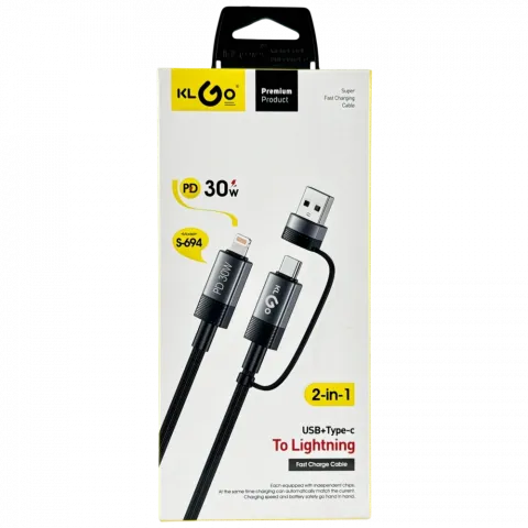 Кабель передачі даних 2в1, USB+Type-C to Lightning, 30W S-694 арт. 17488-12 И190