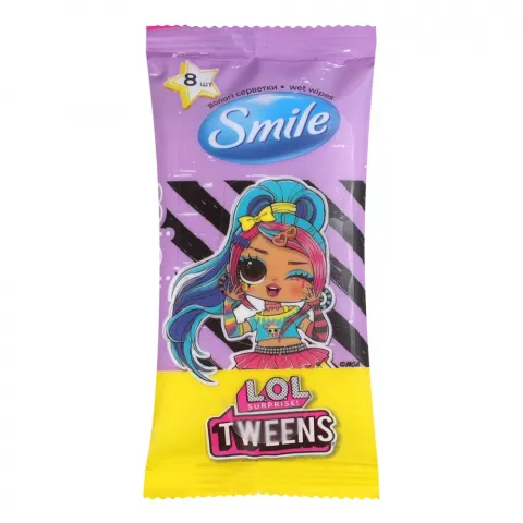 Серветки вологі Smile 8 шт. Ліцензійнігерої MGA