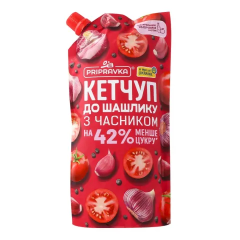 Кетчуп Pripravka 400 г д/пак. до шашлику з часником