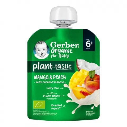 Пюре Gerber 80 г д/пак. Organic манго, персик, кокос.мус