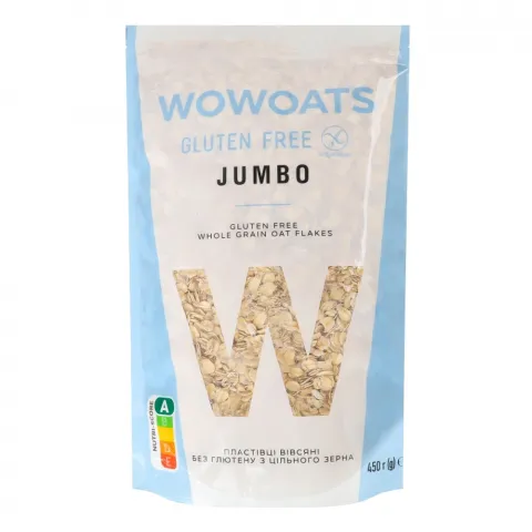 Пластівці Wowoats 450 г вівсяні Jumbo без глютену