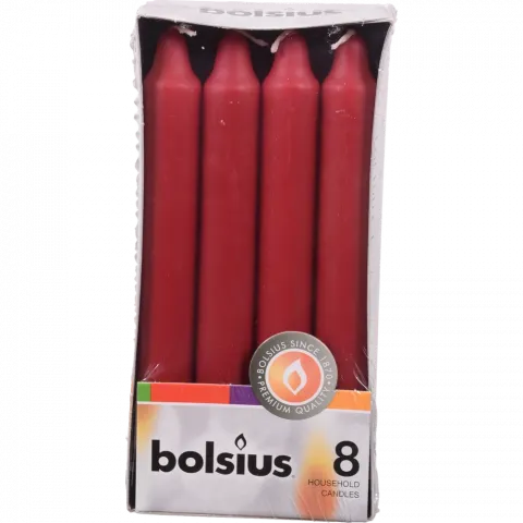 Свіча Bolsius столова 180/21,3, 8 шт. бордова, 6 год., арт. 103603671844