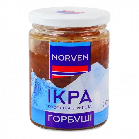 Ікра лососева горбуші Norven 290 г скл.