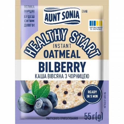 Каша Aunt Sonia вівсяна 55 г з чорницею
